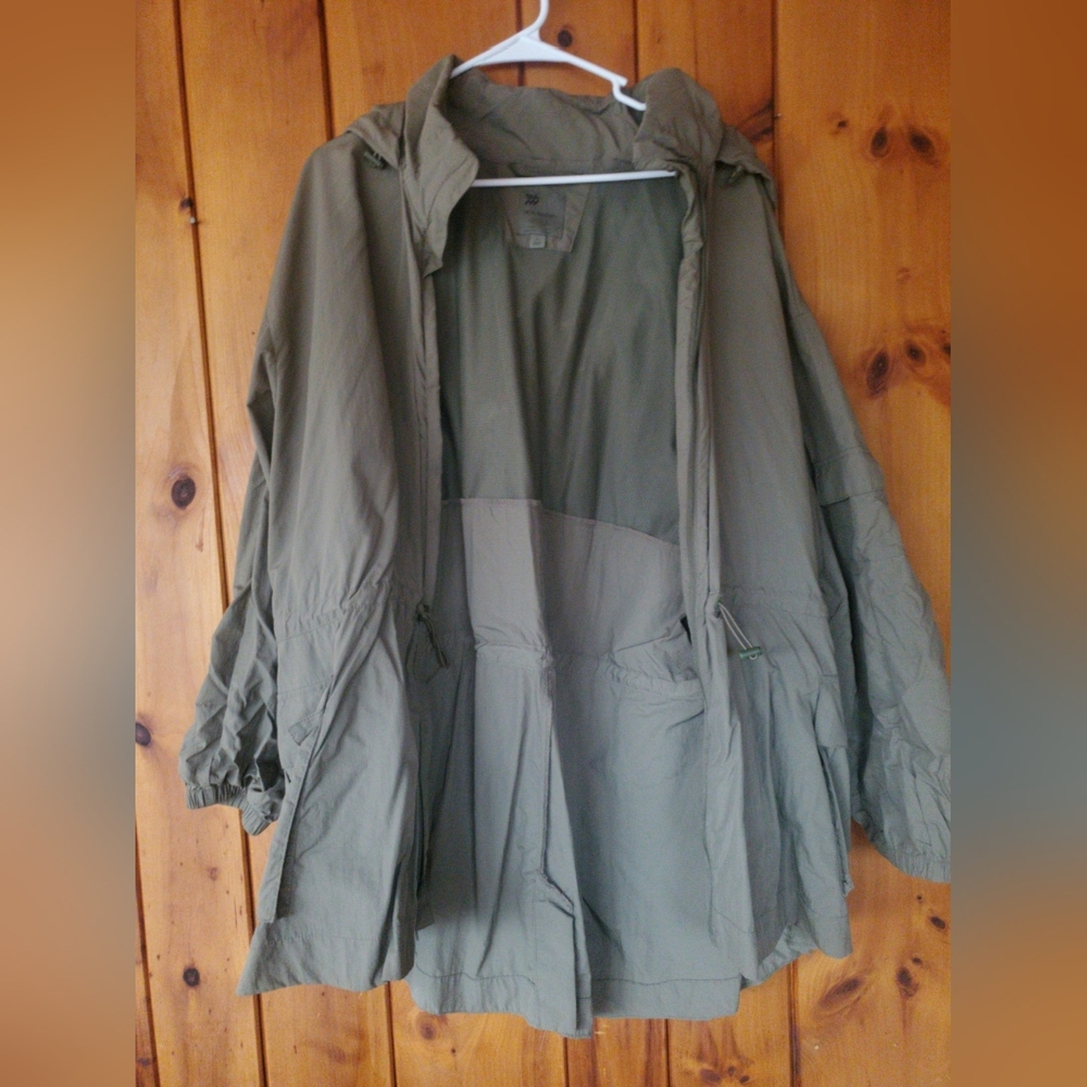 Olive Green Hooded All In Motion Rain Jacket